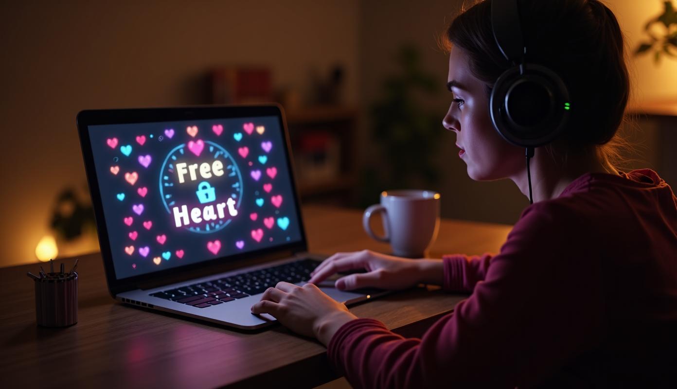 Ung kvinde spiller hjerterkort online